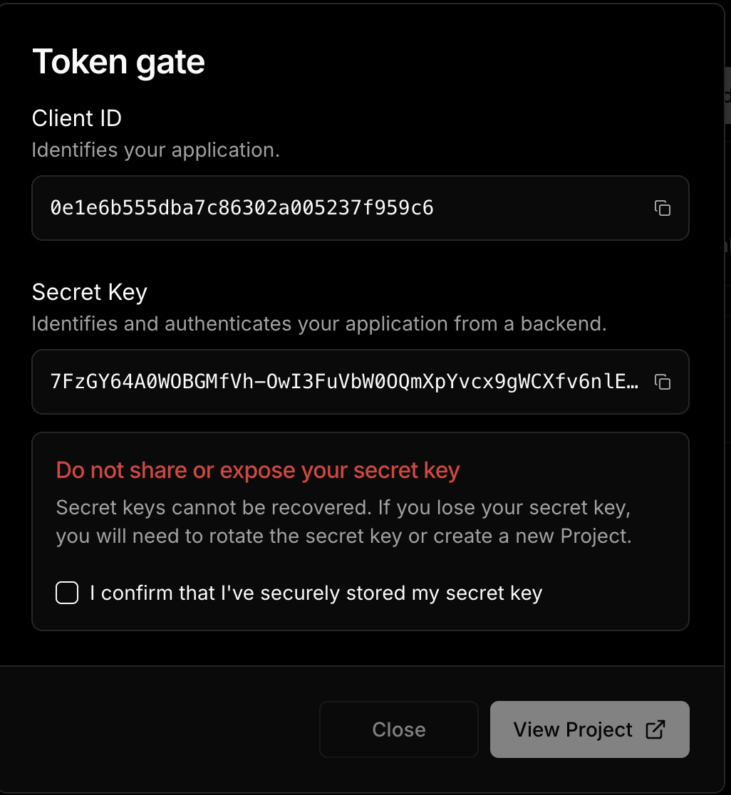 Thirdweb - Save Project Secrets